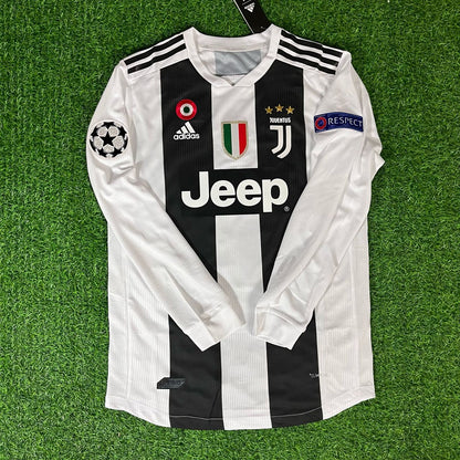 Cristiano Ronaldo Juventus 2018 2019 Long - Sleeve Retro Football Jersey Kit