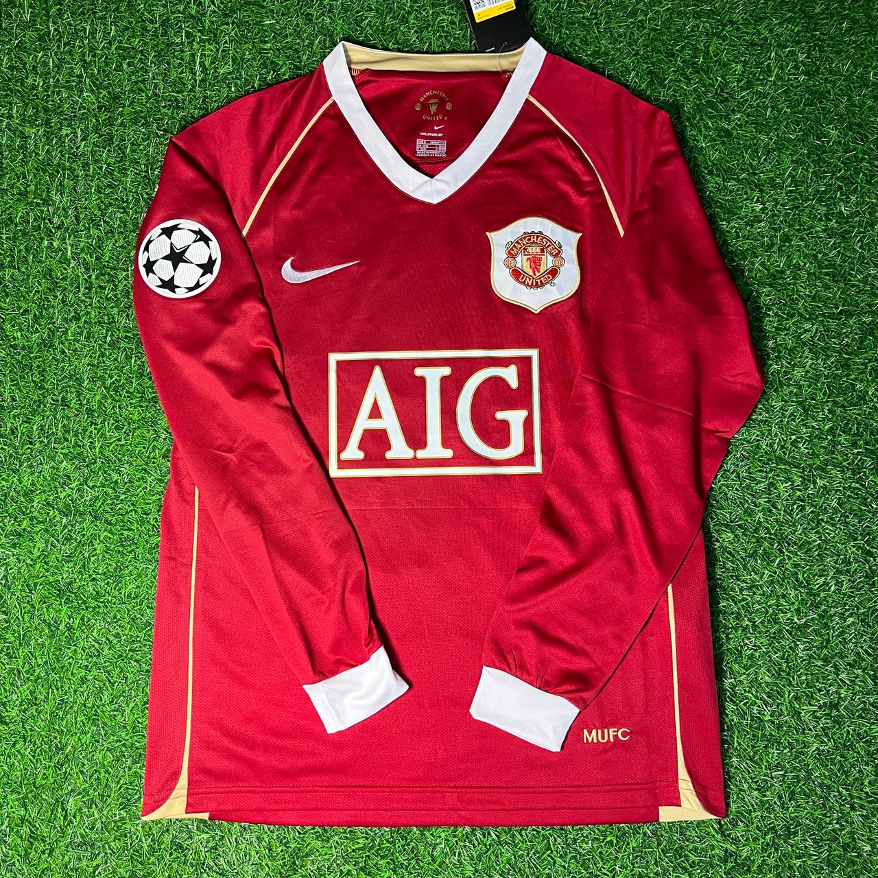 Cristiano Ronaldo #7 Manchester United 2006 2007 Red Golden Football Jersey