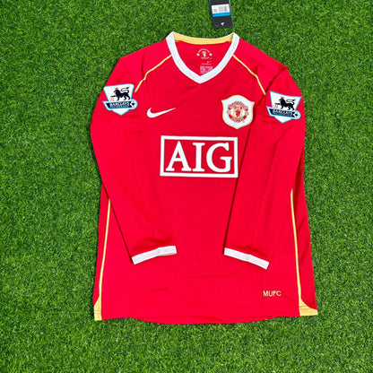 Rio Ferdinand Manchester United 2006-2007 Red Long Sleeve Football Jersey