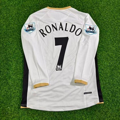 Cristiano Ronaldo #7 Manchester United 2006-2007 White Retro Long Sleeve Football Jersey Kit