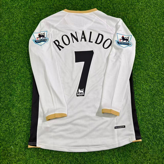 Cristiano Ronaldo #7 Manchester United 2006-2007 White Retro Long Sleeve Football Jersey Kit