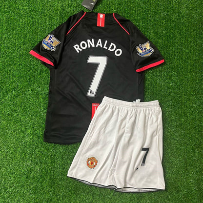 Cristiano Ronaldo Manchester United 07/08 Black Kids Football Jersey Kit for Children