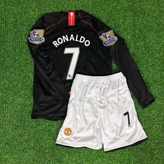 Cristiano Ronaldo 7  Manchester United 2007-2008 Black Kids Kit Jersey Trikot Maillot KinderTrikot