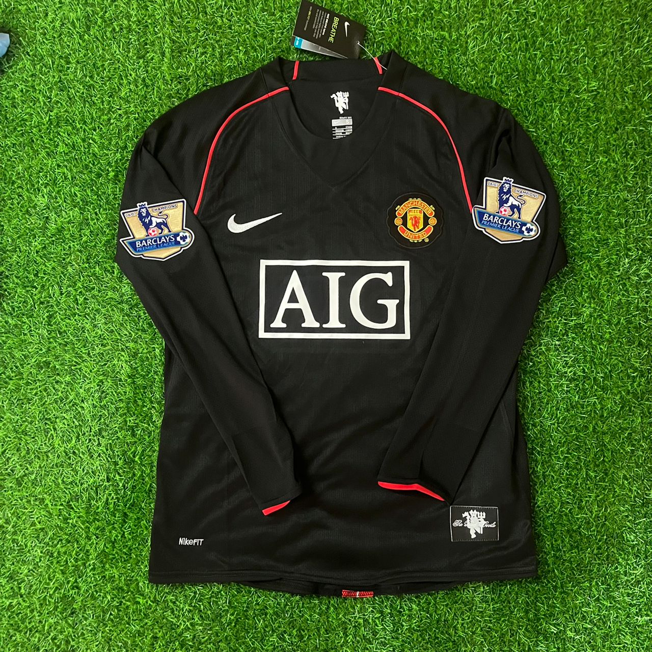 Patrice Evra 2007-2008 Manchester United Black Retro Football Jersey