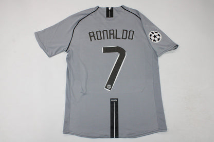 Cristiano Ronaldo Manchester United 2007 2008 Grey Retro Football Jersey Kit