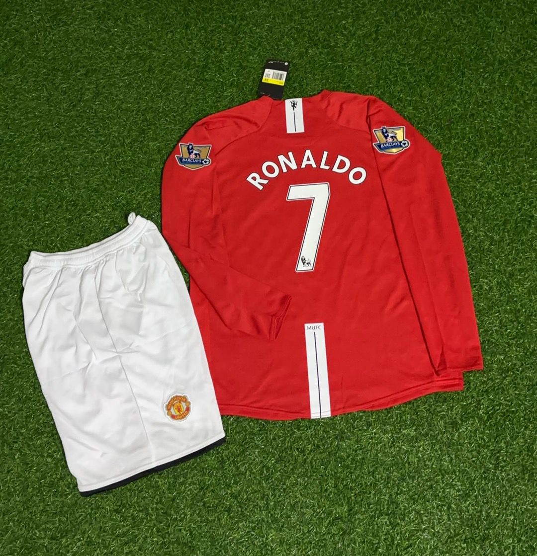 Cristiano Ronaldo Manchester United 2008 EPL Retro Long Sleeve Kids Football Jersey Collection