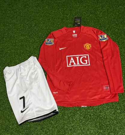 Cristiano Ronaldo Manchester United 2008 EPL Retro Long Sleeve Kids Football Jersey Collection