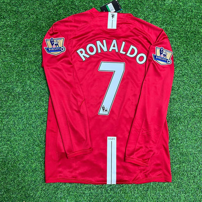 Cristiano Ronaldo Manchester United 2008 EPL Patch Retro Long Sleeve Football Jersey