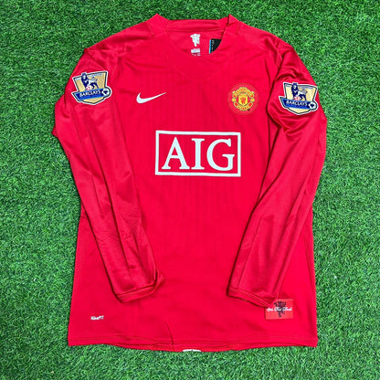 Cristiano Ronaldo Manchester United 2008 EPL Patch Retro Long Sleeve Football Jersey