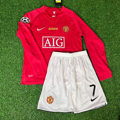 Cristiano Ronaldo 7 - Manchester United 2008 Final Red Long Sleeve Football Jersey Kit