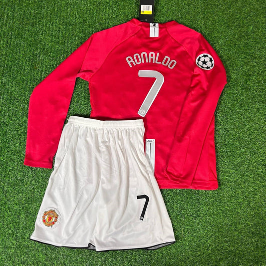 Cristiano Ronaldo 7 - Manchester United 2008 Final Red Long Sleeve Kit Jersey Trikot Maillot KinderTrikot