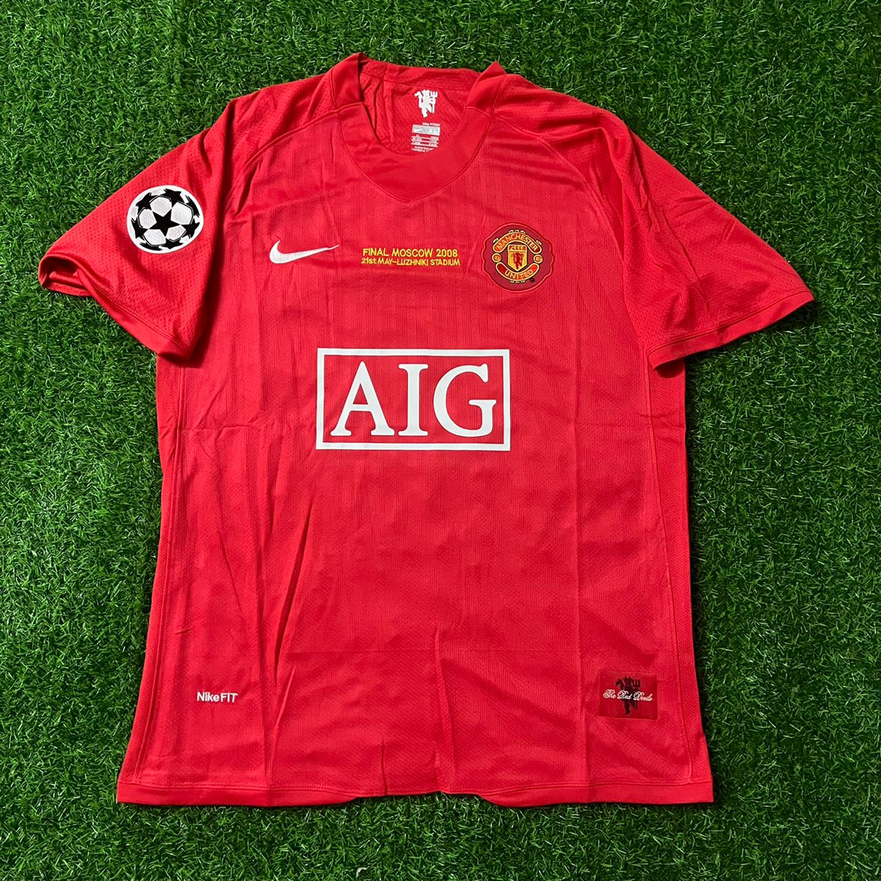 Rio Ferdinand Manchester United Champions League Final Moscow 2008 Retro Red Football Shirt Jersey