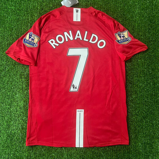 CR7 Cristiano Ronaldo Manchester United 2007 2008 Retro Red Jersey Trikot Soccer Kit