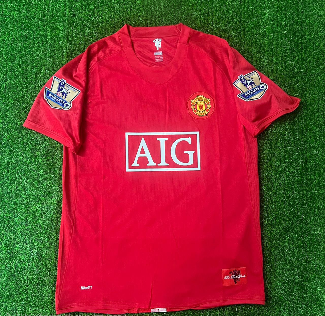 Manchester United 2007 2008 EPL Retro Red Football Jersey