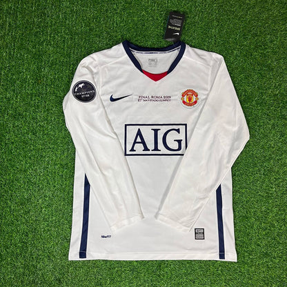 Luis Nani 17 Manchester United 2009 Champions Leage Final Rome Retro Long Sleeve Football Jersey