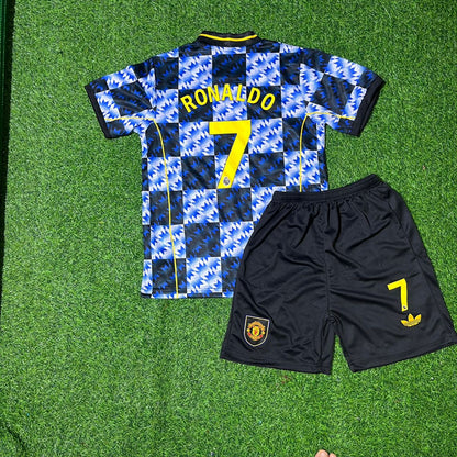 Cristiano Ronaldo Manchester United Combo Color Children Set Retro Football Jersey Kit