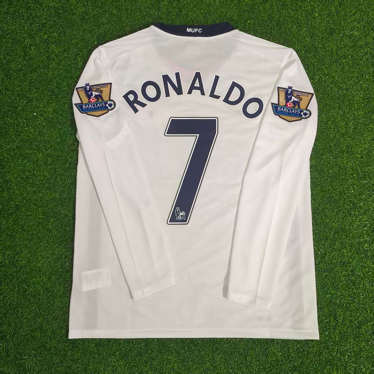Cristiano Ronaldo Manchester United 2008-2009 EPL White Long Sleeve Retro Football Jersey Kit