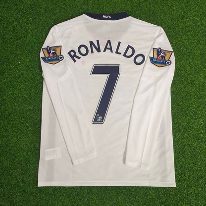 Cristiano Ronaldo Manchester United 2008-2009 EPL White Long Sleeve Retro Football Jersey Kit