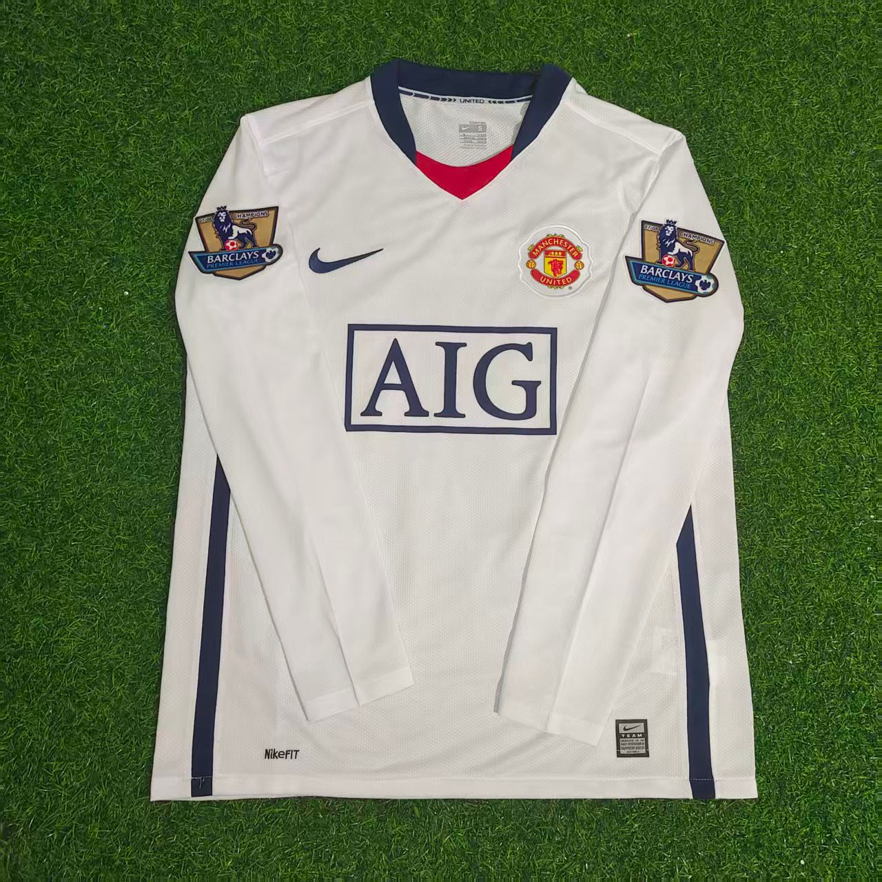 Cristiano Ronaldo Manchester United 2008-2009 EPL White Long Sleeve Retro Football Jersey Kit
