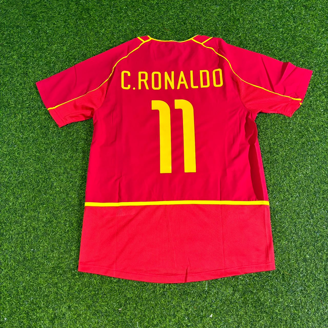 Cristiano Ronaldo Number 11 Portugal 2002 Retro Home Red Football Jersey Kit