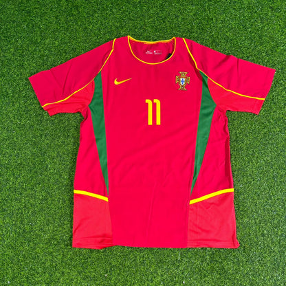 Cristiano Ronaldo Number 11 Portugal 2002 Retro Home Red Football Jersey Kit