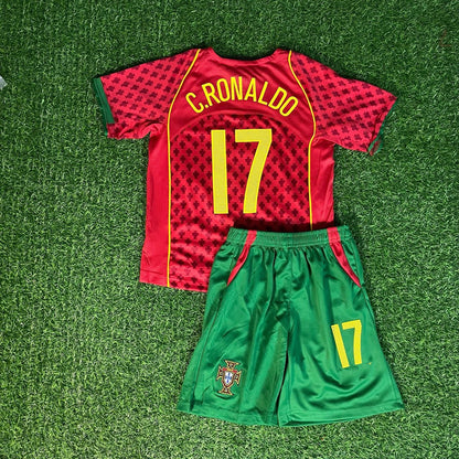 Cristiano Ronaldo Portugal 2004 Home Kids Kit Football Jersey Kit for Children Personnalisable