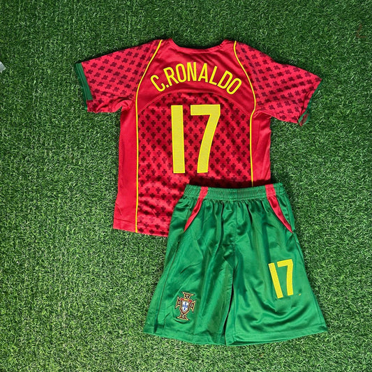 Cristiano Ronaldo Portugal 2004 Home Kids Kit – Kit Jersey for Children – | KinderTrikot | Maillot Enfant Personnalisable
