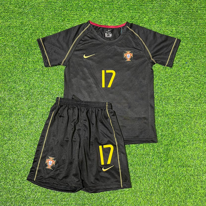 Portugal World Cup 2006 Cristiano Ronaldo Black Retro Kids Football Jersey Kit