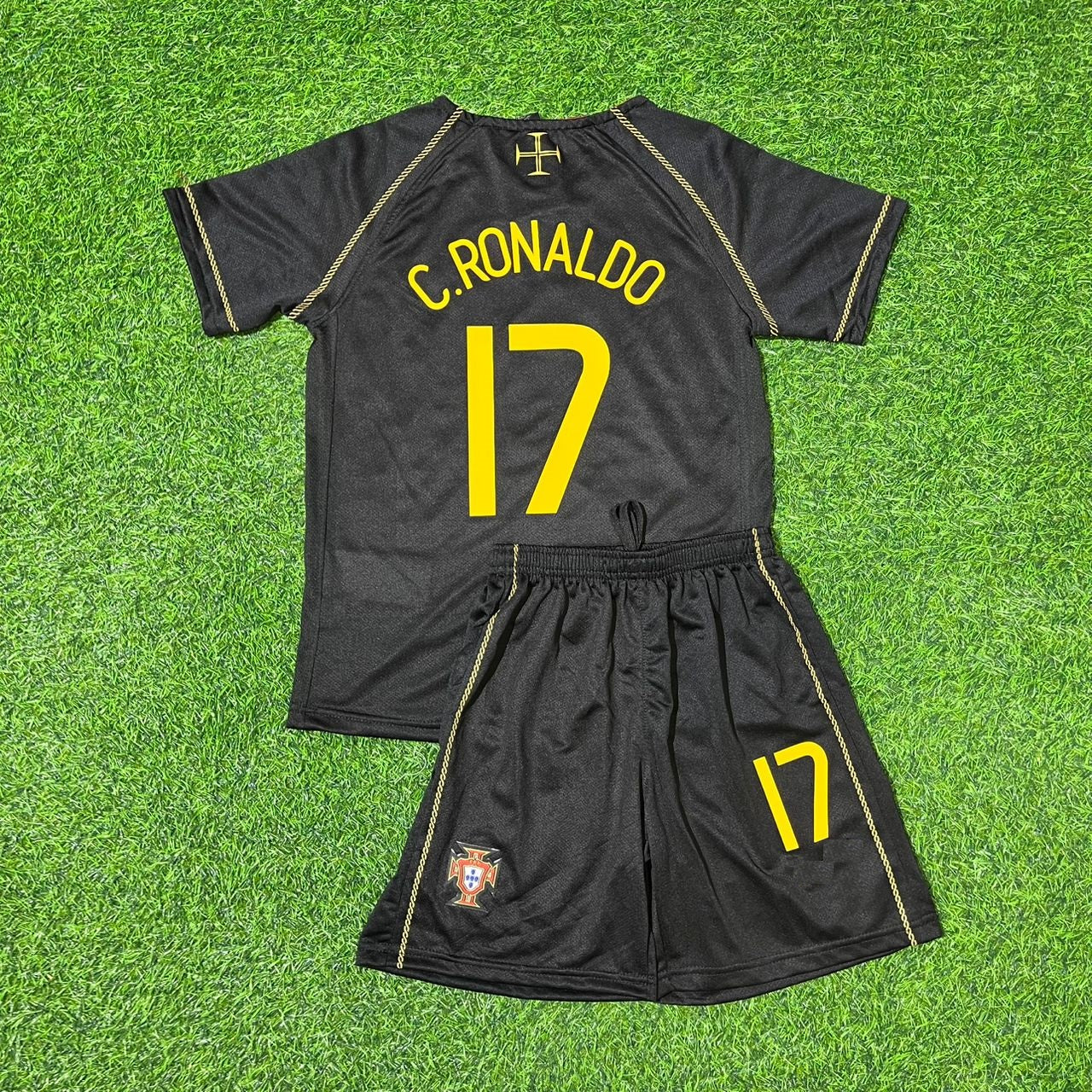 Portugal World Cup 2006 Cristiano Ronaldo Black Retro Kids Football Jersey Kit