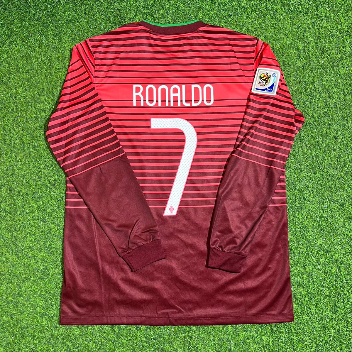 Portugal World Cup 2014 Cristiano Ronaldo Home Red Long Sleeve Retro Football Jersey