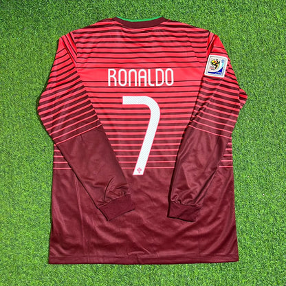 Portugal World Cup 2014 Cristiano Ronaldo Home Red Long Sleeve Retro Football Jersey