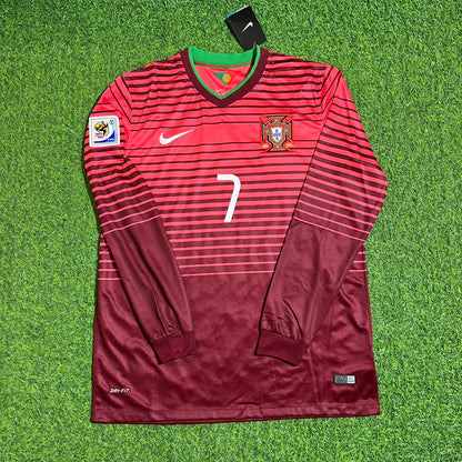 Portugal World Cup 2014 Cristiano Ronaldo Home Red Long Sleeve Retro Football Jersey