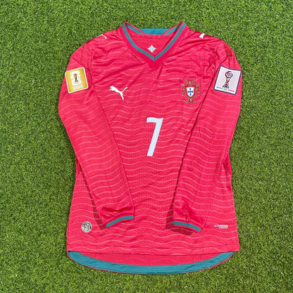 Cristiano Ronaldo Portugal 2026 Red Home Kids Long Sleeve Football Jersey Kit
