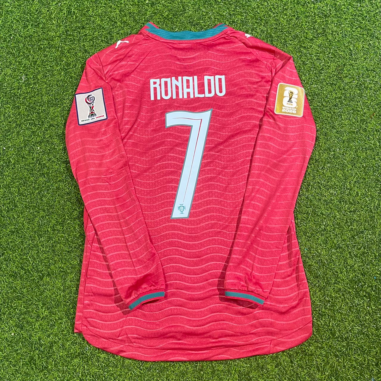 Cristiano Ronaldo Portugal 2026 Red Home Kids Long Sleeve Football Jersey Kit