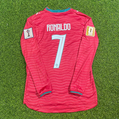 Cristiano Ronaldo Portugal 2026 Red Home Kids Long Sleeve Football Jersey Kit