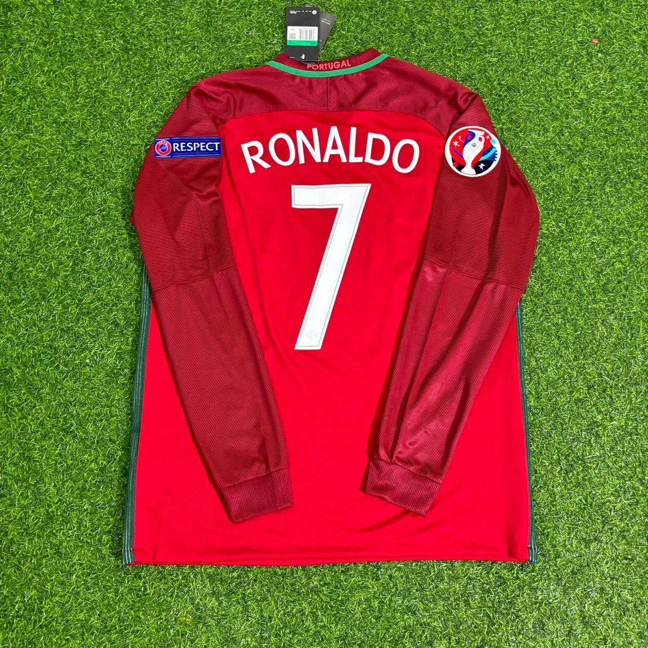 Portugal EURO 2016 Cristiano Ronaldo Final Long Sleeve Retro Football Jersey