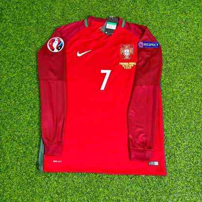 Portugal EURO 2016 Cristiano Ronaldo Final Long Sleeve Retro Football Jersey