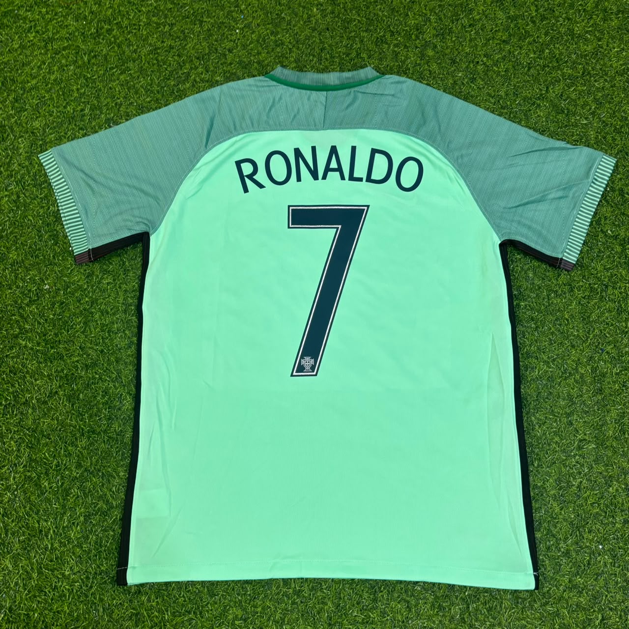 Portugal EURO 2016 Cristiano Ronaldo Green Retro Football Jersey