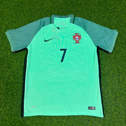 Portugal EURO 2016 Cristiano Ronaldo Green Retro Football Jersey