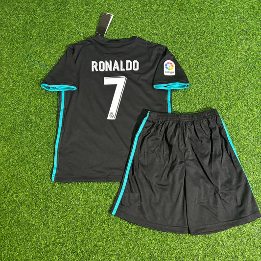 Cristiano Ronaldo Real 17 Black  Kids Football Jersey Kit