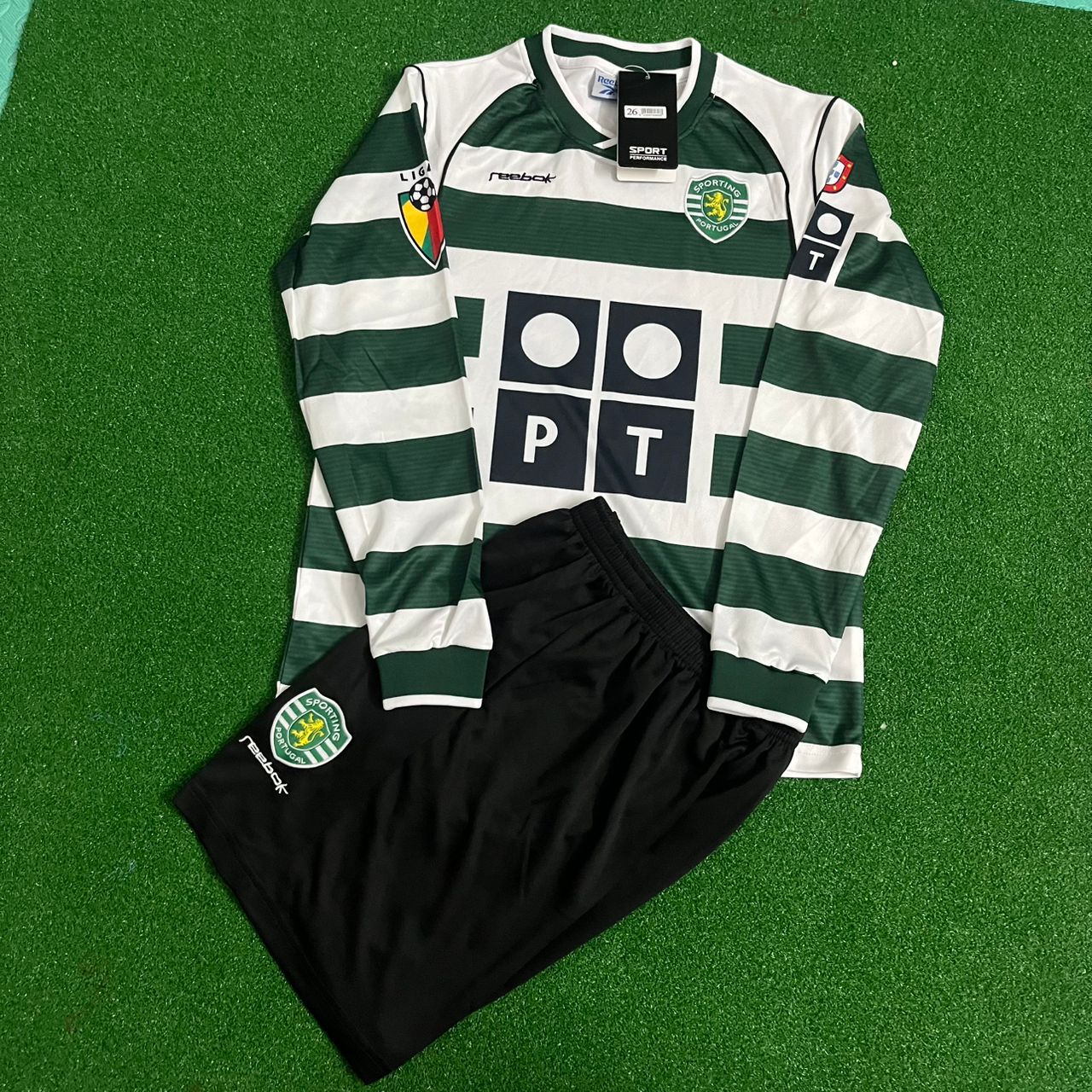 Cristiano Ronaldo Sporting Lisbon First Season Long Sleeve Retro Kids Football Jersey Kit