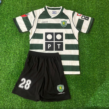 Cristiano Ronaldo Sporting CP Lisbon Kids Children Number 28 Vintage Football Jersey Set