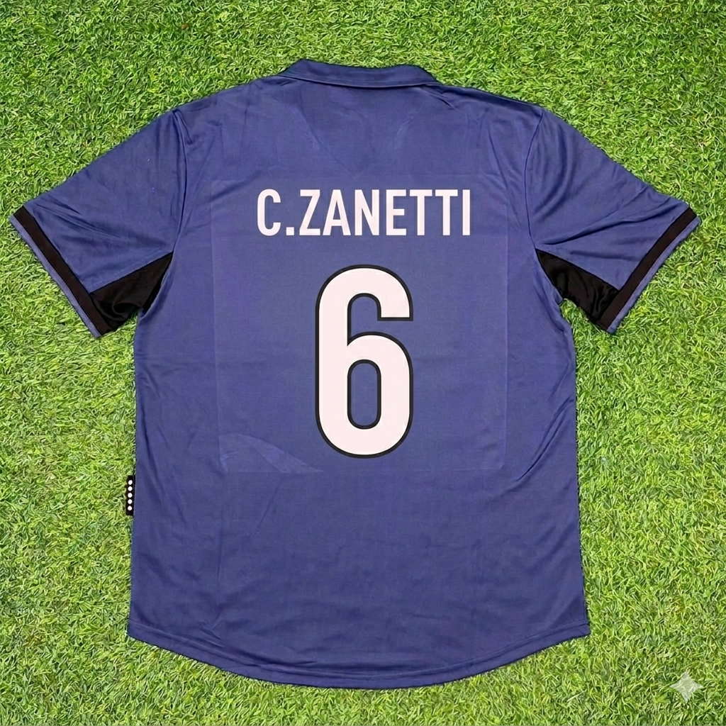 Cristiano Zanetti #6 Inter Milan 1998-1999 Home Retro Football Jersey Kit