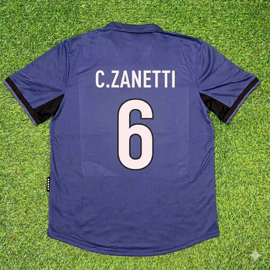 Cristiano Zanetti #6 Inter Milan 1998-1999 Home Retro Football Jersey Kit