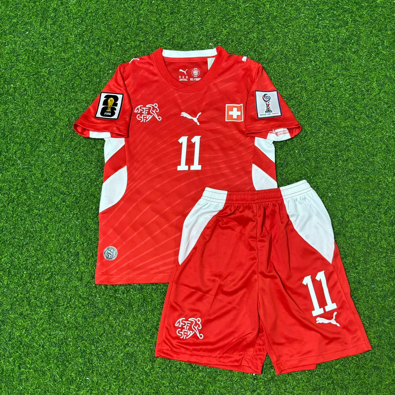 Switzerland World Cup 2026 Dan Ndoye #11 Kids Football Jersey