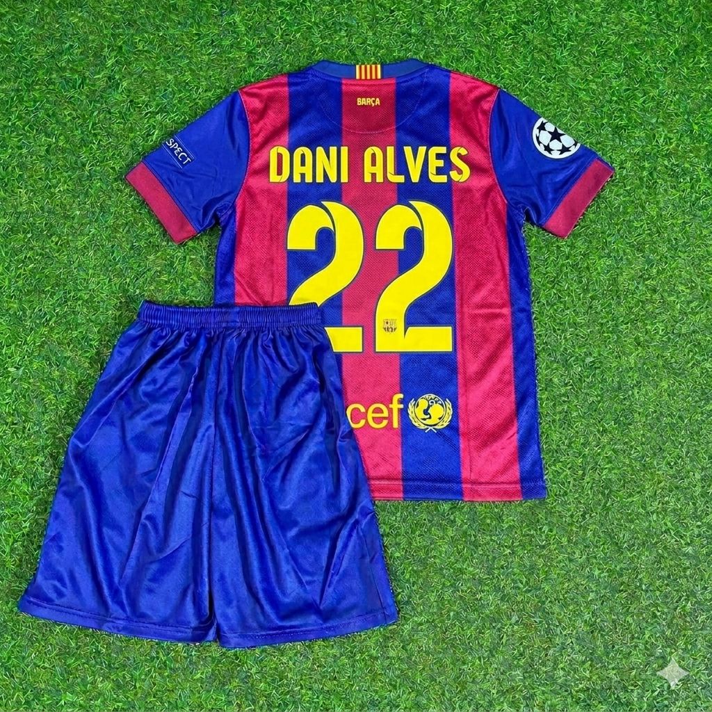 Dani Alves #22 Barcelona 2015 Champions League Final Kids Retro Football Jersey