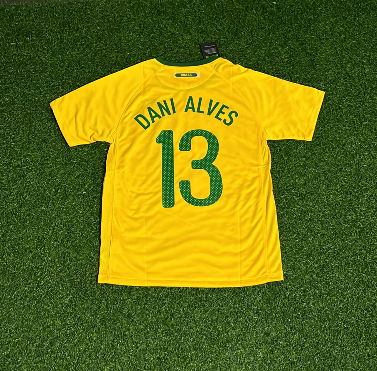 Brazil World Cup 2010 Dani Alves Retro Yellow Football Jersey