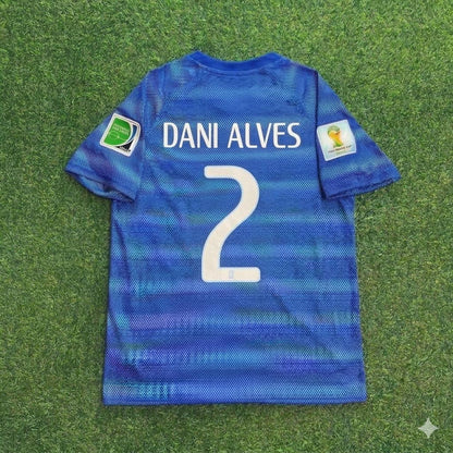 Dani Alves 2- 2014 World Cup Retro Blue Football Jersey