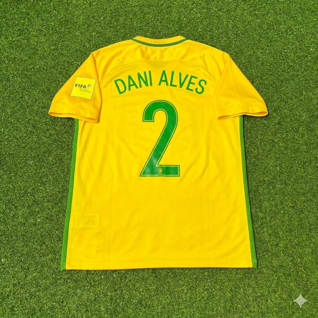 Brazil World Cup 2018 Dani Alves #2 Home Football Jersey