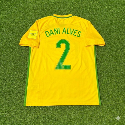 Brazil World Cup 2018 Dani Alves #2 Home Football Jersey